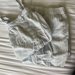 Striped Light Blue and White Shorts PJ set